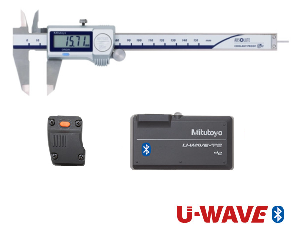 500-719-20-BT - Conjunto Paquímetro U-Wave Bluetooth (500-719-20 + 264-624 + 02AZF310) Vareta redonda, Rolete, Mitutoyo