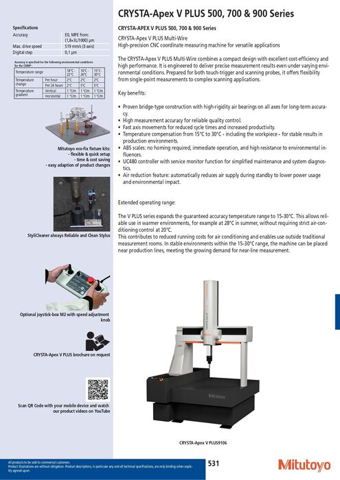 191-150 - Crysta-Apex V9208, Gama 900x2000x800mm, com base anti vibratória, Mitutoyo