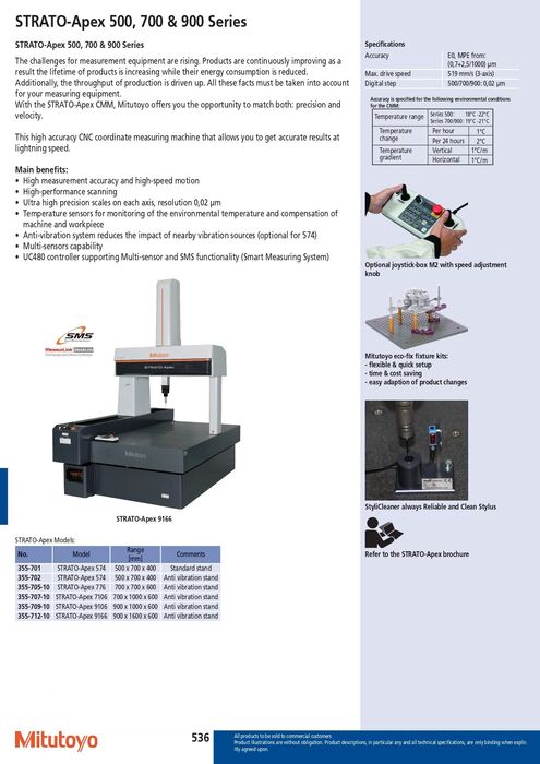 355-712-10 - Strato-Apex 9166 CNC Cmm,Range 900x1600x600 mm, Mitutoyo