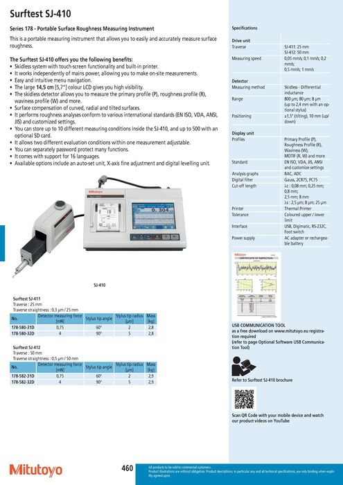 178-582-31D - Surftest SJ-412 [mm] R2µm; 0.75mN; X=50mm, Mitutoyo