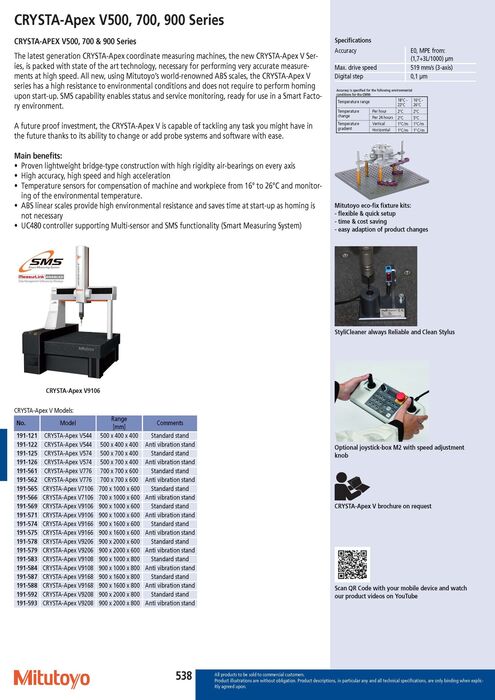 191-125 - Crysta-Apex V574, Gama 500x700x400mm, Mitutoyo