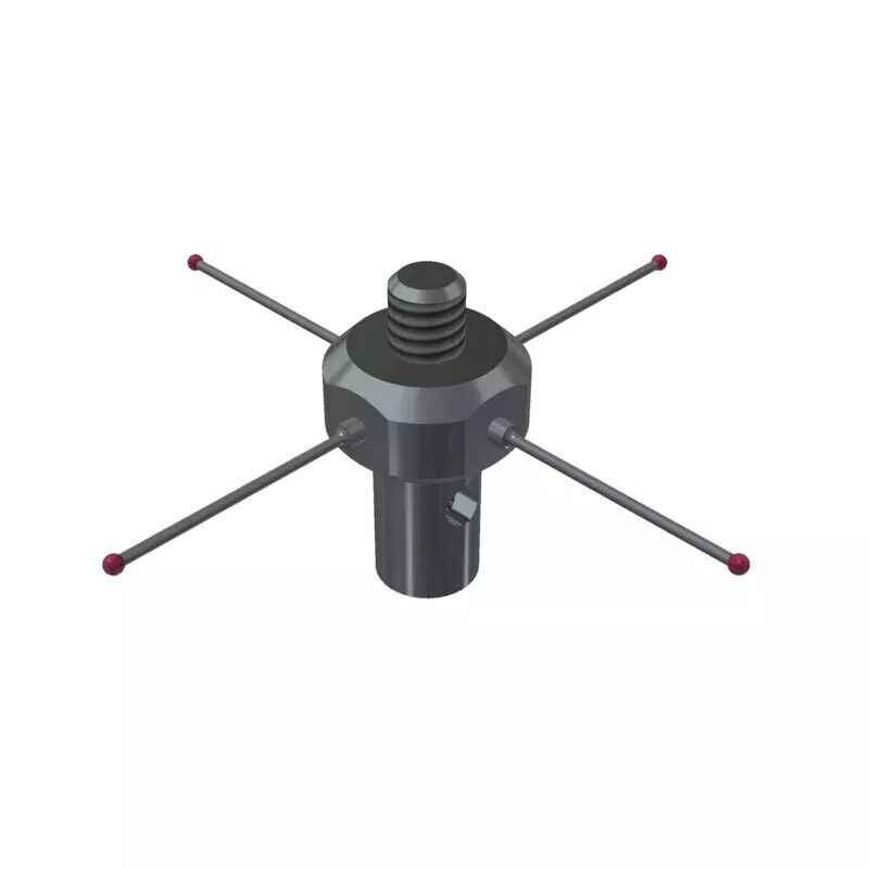 K651453 - 4-way stylus M2 ruby ball 0,5mm,Metal duro stem Ø0,3,mm, base stainless aço Ø3,0mm, L 20mm, ML7mm, Mitutoyo