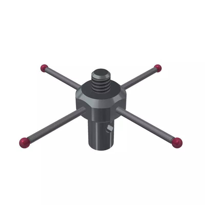 K651454 - 4-way stylus M2 ruby ball 1,0mm,titaniumMetal duro stem Ø0,7,mm, base stainless aço Ø3,0mm, L 20mm, ML7,5mm, Mitutoyo