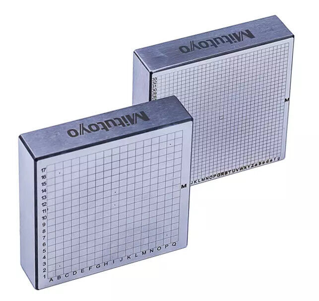 63ASTM034G - Blocos Padrão de Dureza com ASTM E18 and DAkkS calibration certificate, 60x60x16mm, aço, standard conparam grid lasered on top, Mitutoyo