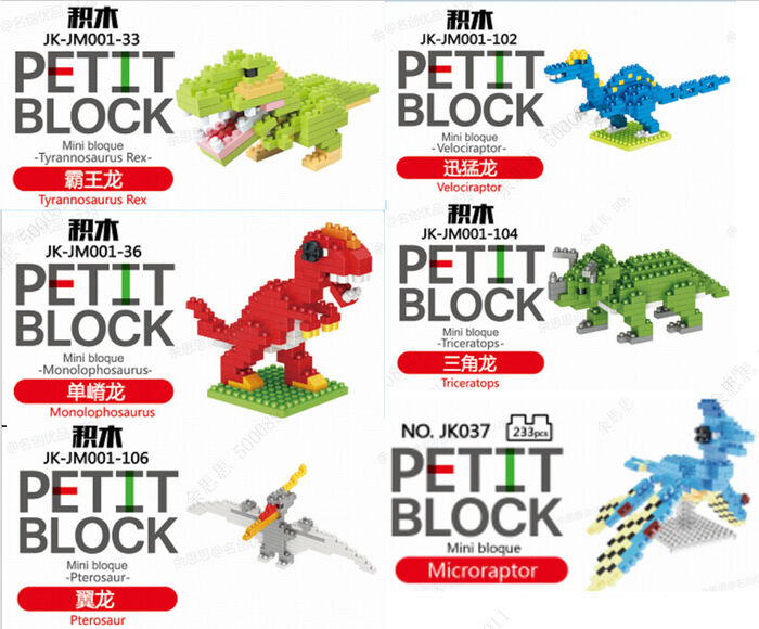 Blocos de Construção - Série Dinossauros - 6 Modelos Sortidos