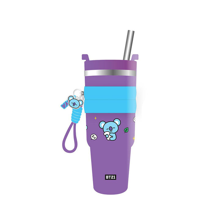BT21 - Copo Térmico de Parede Dupla com Capa e Palhinha 900mL  (KOYA)