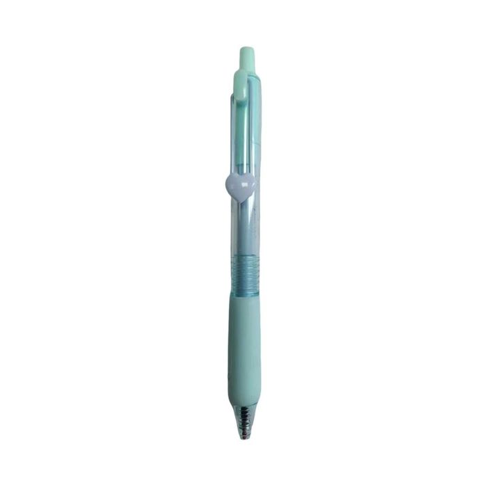 Caneta de Gel Retrátil com Clip em Forma de Coração (0,5 mm, Tinta Preta, Corpo Azul)