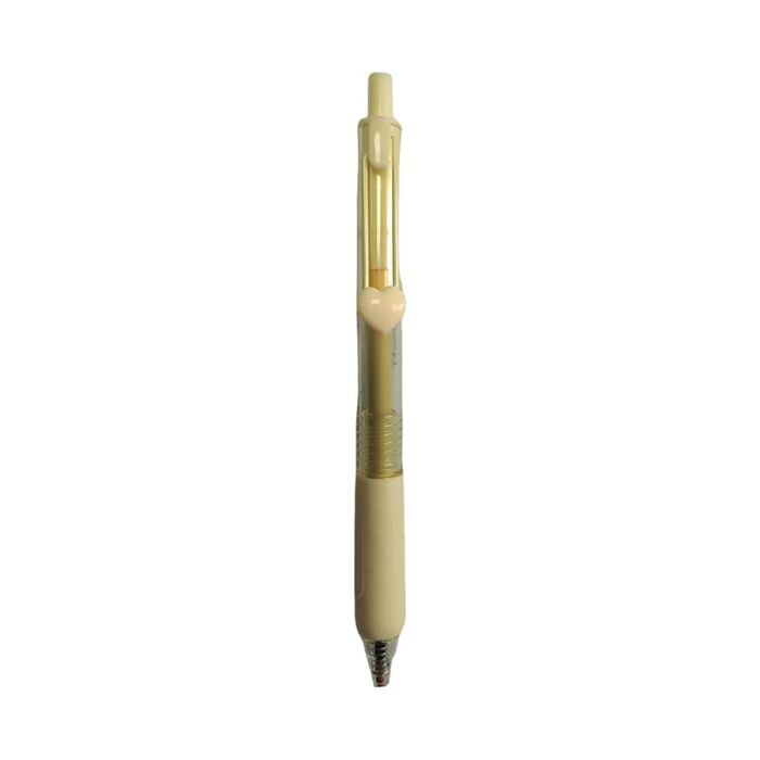 Caneta de Gel Retrátil com Clip em Forma de Coração (0,5 mm, Tinta Preta, Corpo Amarelo)