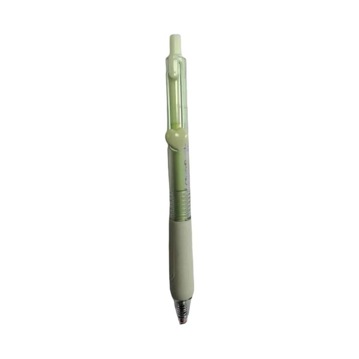 Caneta de Gel Retrátil com Clip em Forma de Coração (0,5 mm, Tinta Preta, Corpo Verde)