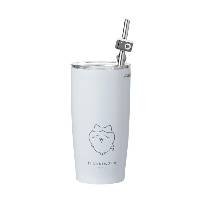 Copo com Palhinha de Aço Inoxidável do Chiikawa de 550mL (Hachiware)