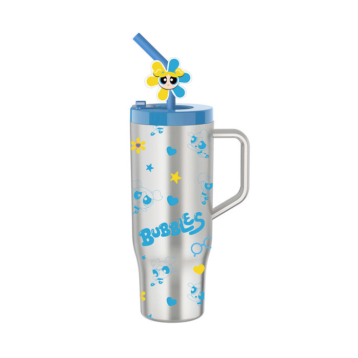 The Powerpuff Girls - Garrafa Plástica com Palhinha 1250mL(Azul)