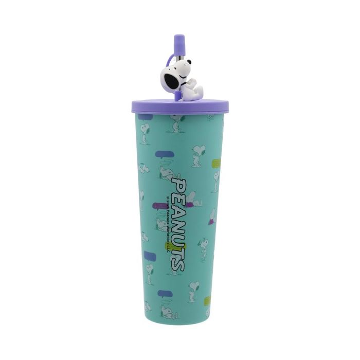 Copo de Aço Inoxidável Snoopy Colorful Vintage com Palhinha (800mL)