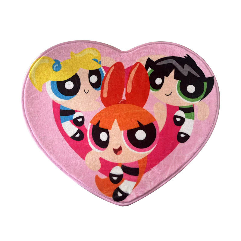 The Powerpuff Girls - Tapete de Chão em Forma de Coração com Aparência de Lã