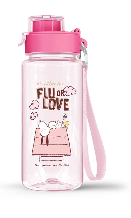 Garrafa Plástica com Alça Snoopy - 640 mL (Rosa)