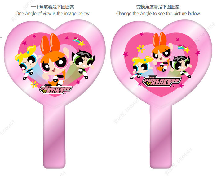 The Powerpuff Girls - Espelho de Mão em Forma de Coração 3D