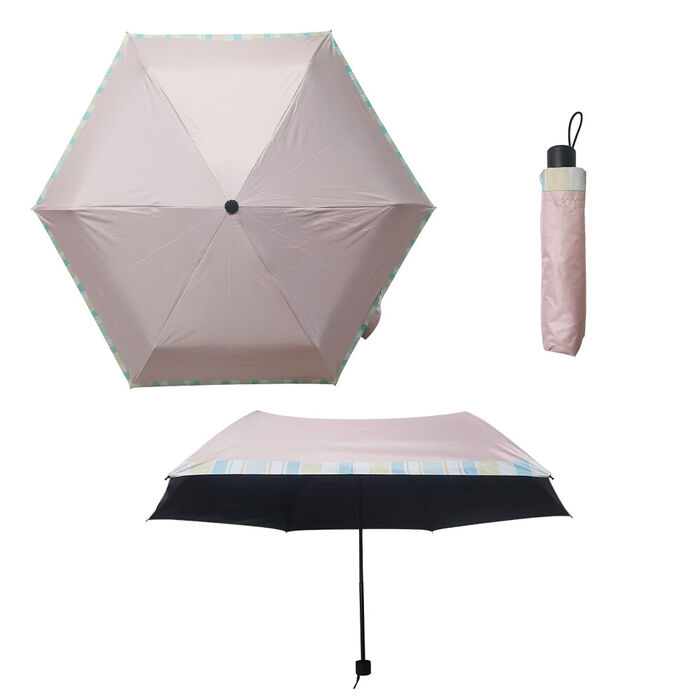 Guarda-Chuva às Riscas de Cor Sólida (Rosa)