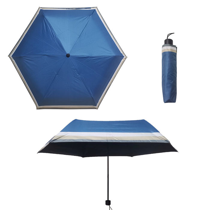 Guarda-Chuva às Riscas de Cor Sólida (Azul Escuro)