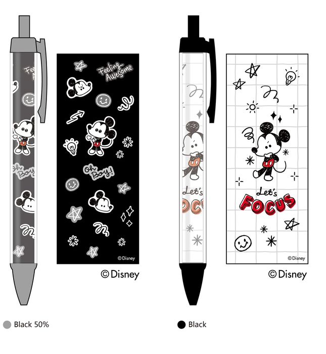 Caneta Esferográfica Sandwich da Disney Marvellous Mickey (A) (1.0mm, Preto) (2 Modelos Sortidos) PDQ