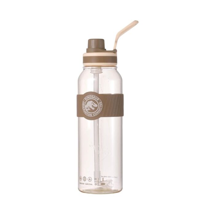 Mundo Jurássico - Garrafa Plástica com Pega e Palhinha 1000mL (Castanha)