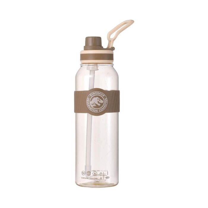 Mundo Jurássico - Garrafa Plástica com Pega e Palhinha 1000mL (Castanha)