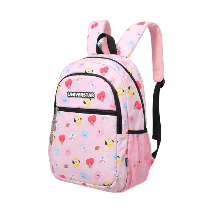 BT21 BABY - Mochila com Estampado Total (Rosa Claro)