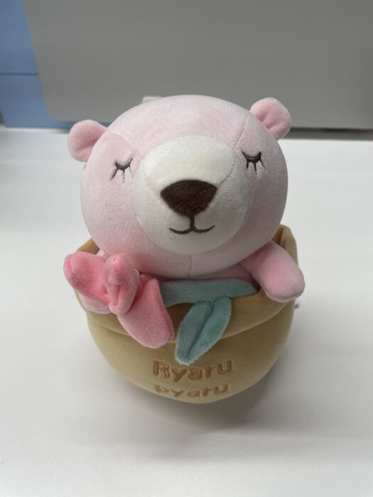 Mini Family - Urso rosa com vaso de flores 20cm S. Valentim