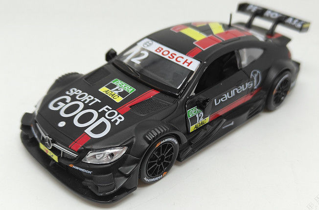 Modelo de Carro em Liga de Alumínio 1:32 com Som e Luz (Licença Oficial) - Benz C 63 DTM (Preto)