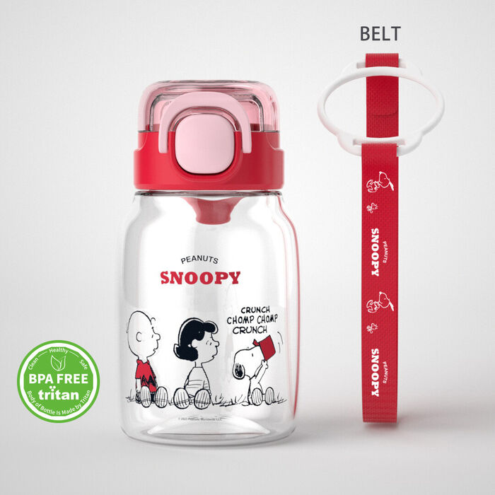 Snoopy: Garrafa Tritan Infantil com Alça - 600mL (Vermelho)