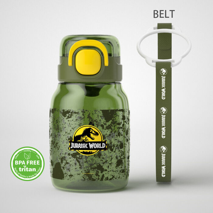 Jurassic World: Garrafa Tritan Infantil com Alça - 600mL (Verde Escuro)