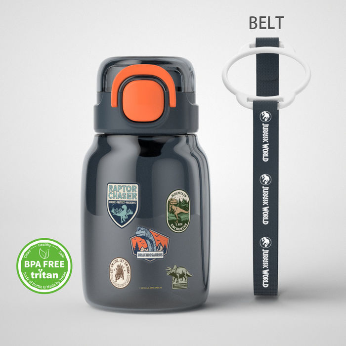 Jurassic World: Garrafa Tritan Infantil com Alça - 600mL (Preto)