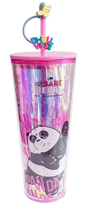 Nós, os Ursos - Copo de Plástico de Dupla Parede com Palhinha (800 ml) (Panda)