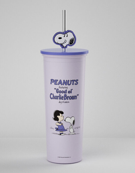 Copo de Aço Inoxidável do Snoopy com Palhinha 800mL (Roxo)