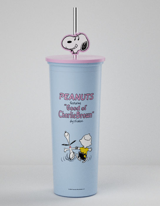 Copo de Aço Inoxidável do Snoopy com Palhinha 800mL (Azul)