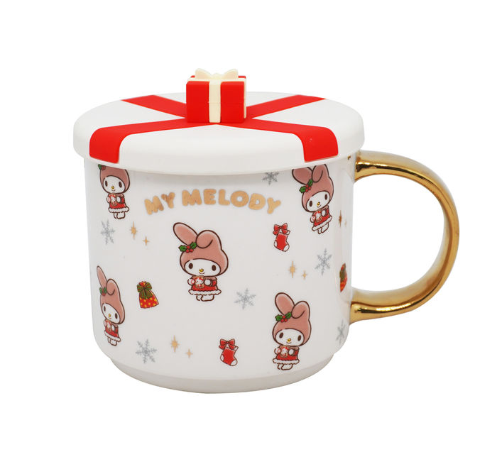 Sanrio - Coleção de natal - Caneca de cerâmica com tampa de silicone (My Melody) - 400ml