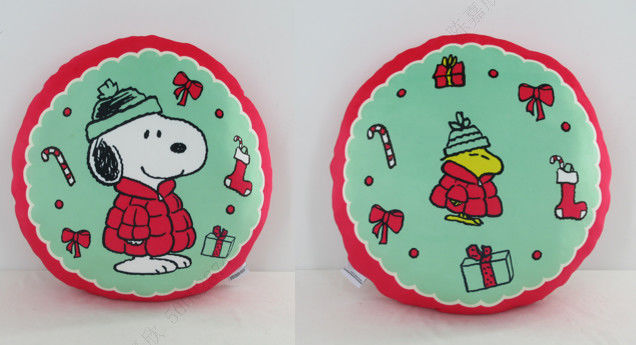 Snoopy - Coleção de natal - Almofada redonda dupla face (verde) - 40cm