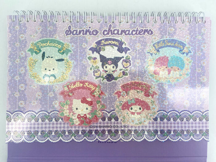 Caderno de capa dura com encadernação em arame da Sanrio (roxo, 80 folhas)