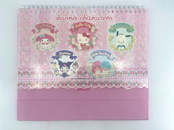 Caderno de capa dura com encadernação em arame da Sanrio (rosa, 80 folhas)