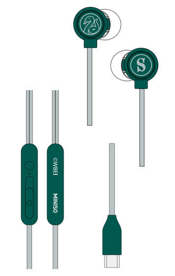 Auriculares In-Ear Type-C do Harry Potter - Modelo: PA372C(Verde)