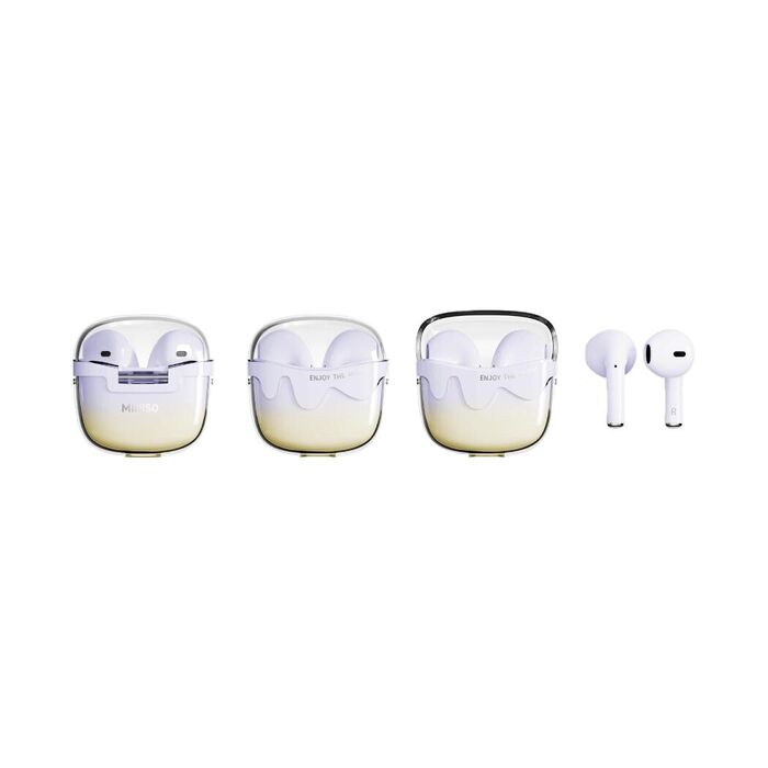 Auriculares Sem Fios Tipo Semi-Intra da Macaron Ice Cream - Modelo: S86 (Roxo Amarelo)