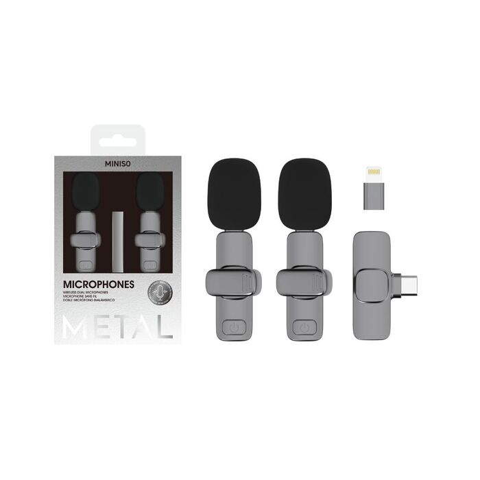 Mini Microfones Sem Fios para Telemóveis - Modelo: SW-MCW05 (Cinza Escuro)