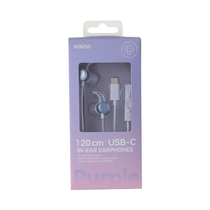 Auriculares com Fios e Microfone (USB-C) Modelo: YSTC05 (Roxo)