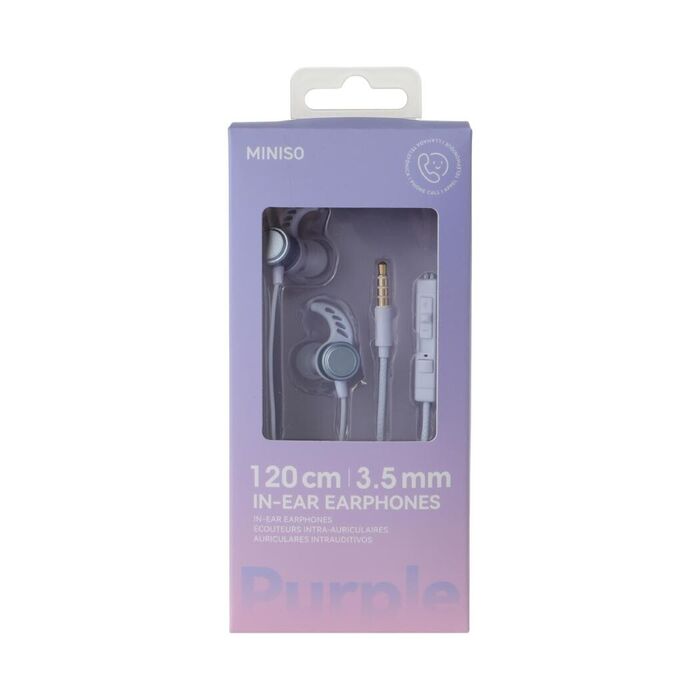 Auriculares com Fio e Microfone de 3.5mm (Roxo, Modelo YS3508)