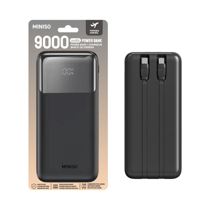 Power Bank 9000 mAh Cabo Duplo Integrado - Modelo: C103 (Preto)