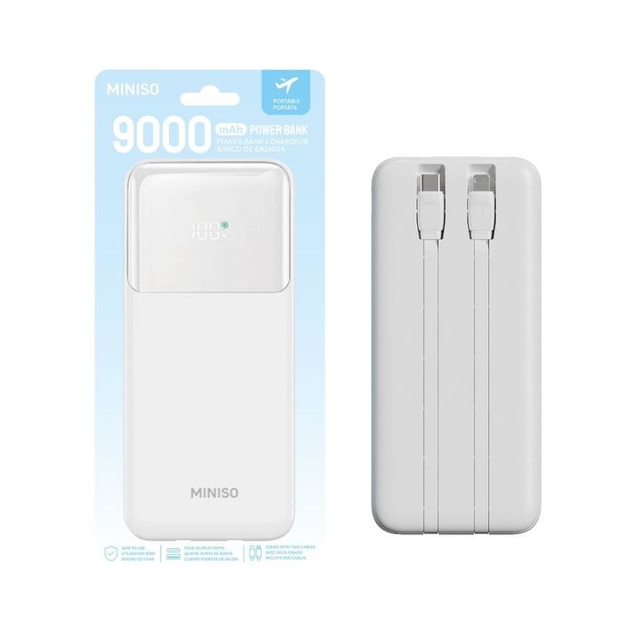 Power Bank 9000 mAh Cabo Duplo Integrado - Modelo: C103 (Branco)