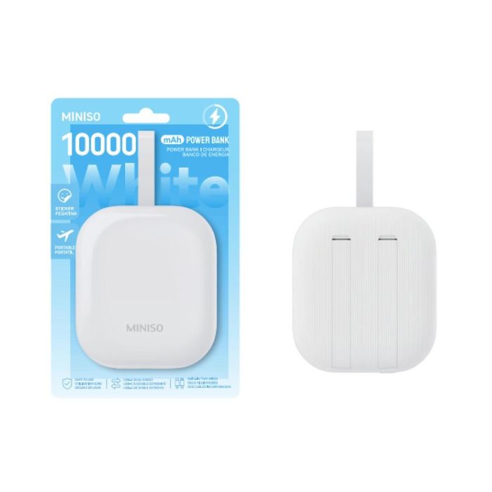 Power Bank Mini Berry de 10000mAh com Cabo (Branco, Modelo X-001)