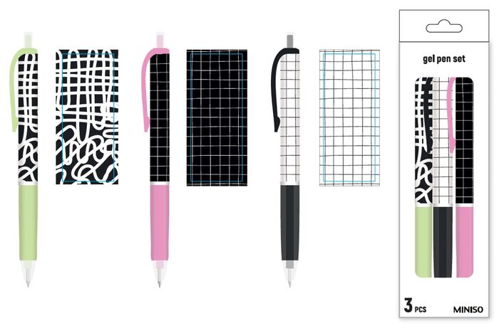 Conjunto Canetas Gel 2.0 (1.0mm, Preto) (PDQ, 3 Peças)