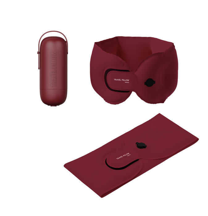 Almofada de Pescoço Dobrável para Viagem (Vermelho Vinho)