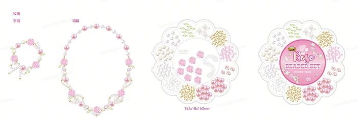 Kit DIY de Pulseira de Missangas em Forma de Flor (Rosa)
