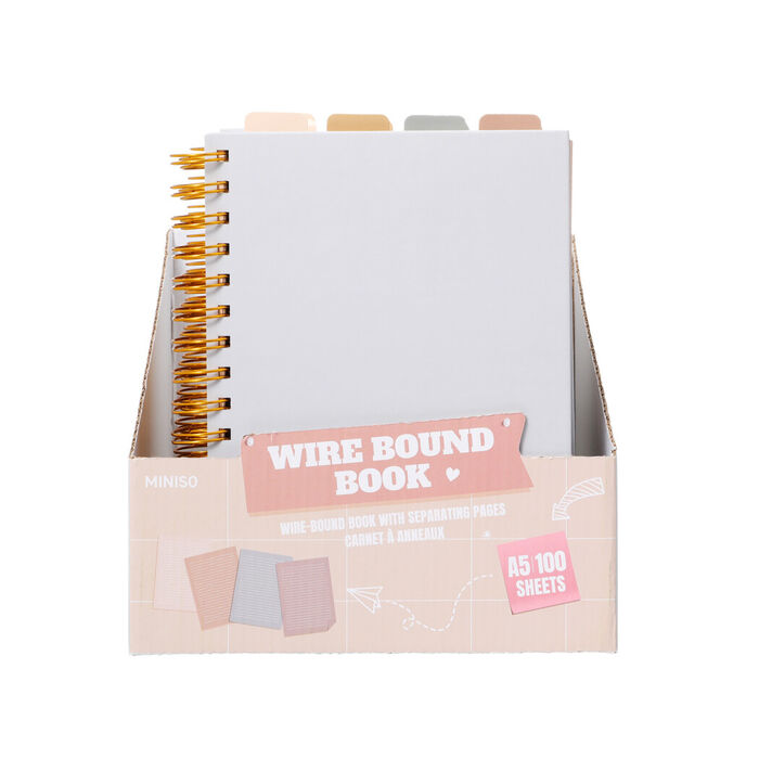 Caderno A5 Capa dura Taupe com Páginas Separadoras (100 Folhas) (PDQ)