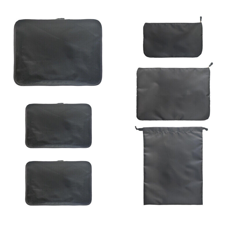 Conjunto Organizador de Viagem Premium (6 Peças, Preto)